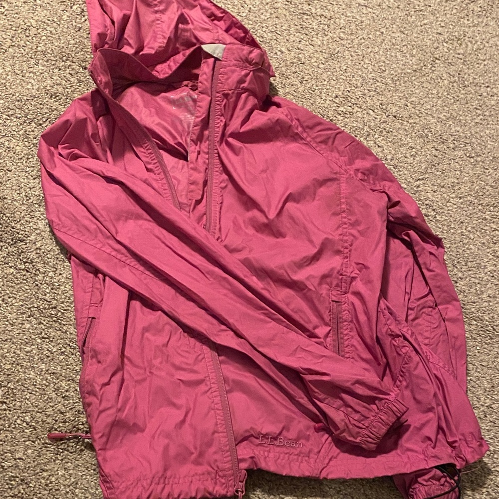 Pink Hooded Windbreaker/rain Jacket